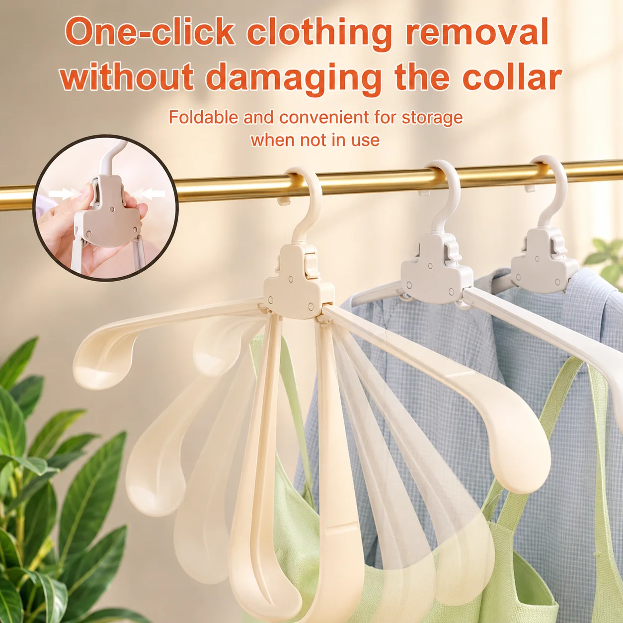 Multifunctional Portable Folding Clothes Rack Wide Shoulder No Trace Design 1 S Quick Fold Space Saving for Travel Home Use