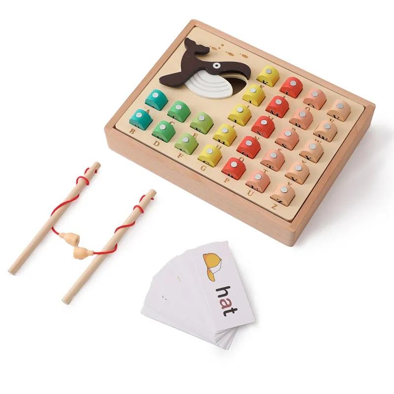 Children's Magnetic Fishing Toy Fun 26 English Letter Card Learning Pairing Cognitive Development Intelligence