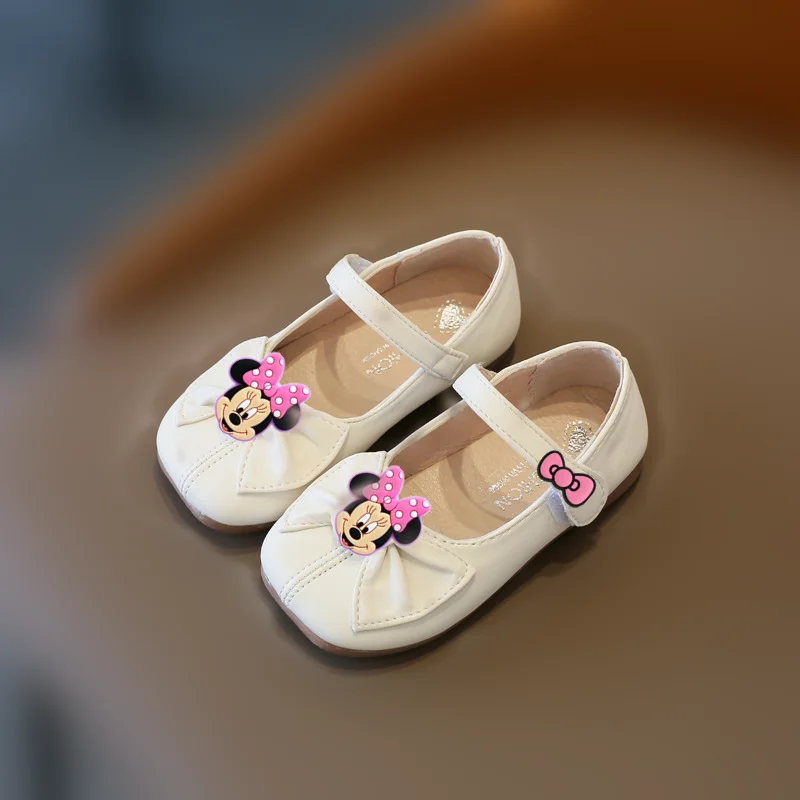 

Disney Mickey Mouse first walkers Minni Girl Leather Shoes Spring fall summer kid Princess Shoes Baby Fashion Soft Soles Sandals