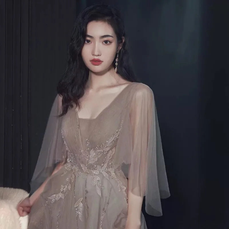 فستان سهرة نسائي جديد مثير مطرز لعام 2025 فستان عصري وتنحيف للولائم على طراز امتحان فني لأداء البيانو #3