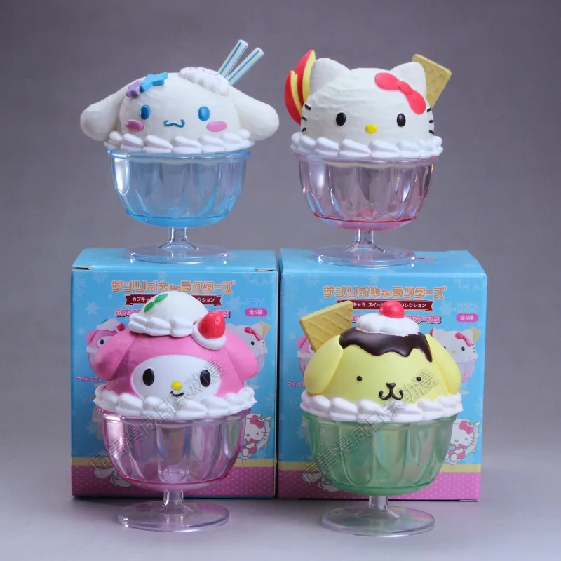 

Sanrio Anime Hello Kitty Cinnamoroll My Melody Pom Purin Blind Box Toy Figures Dessert Cup Ice Cream Shaped Ornament Gifts