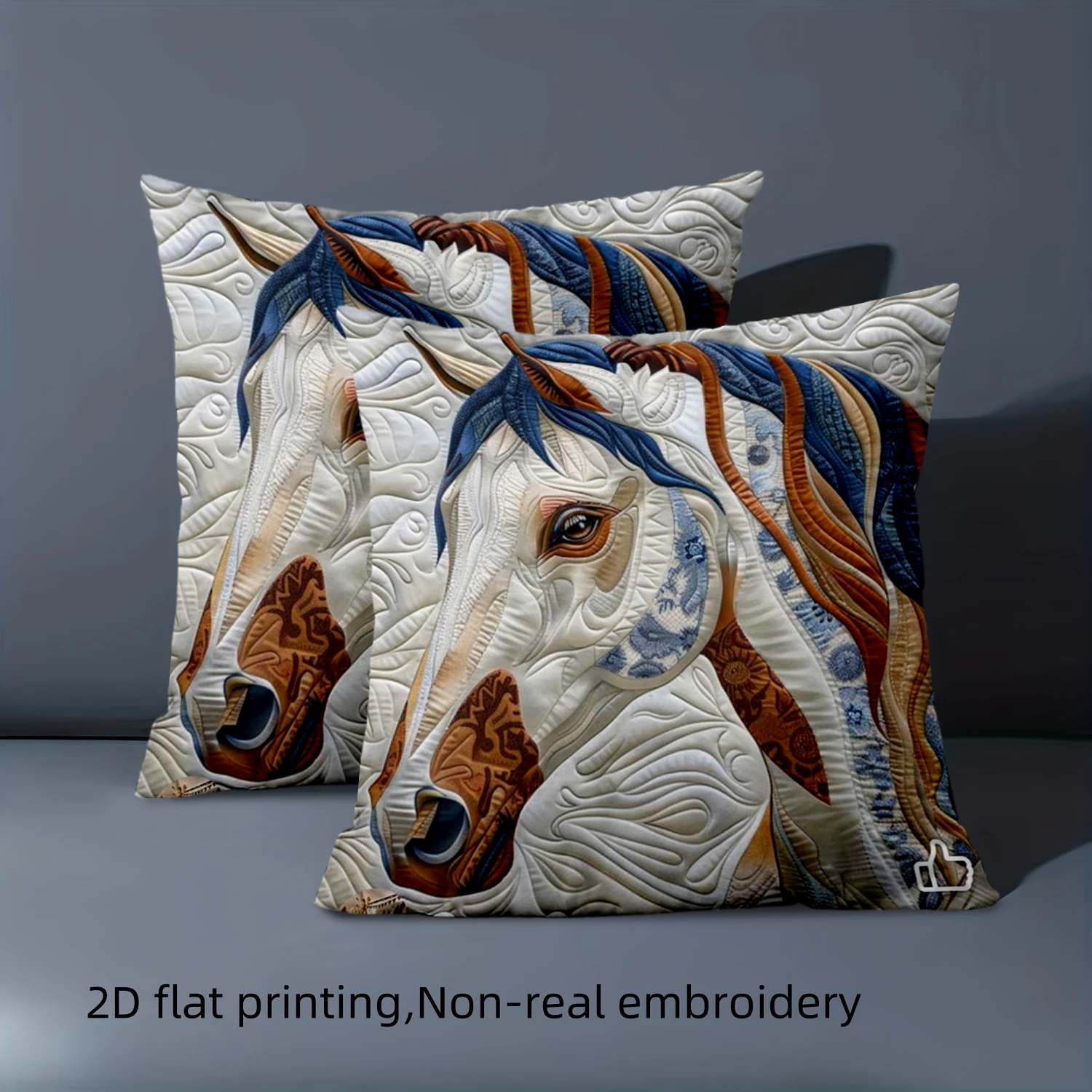 1 Pillowcase 2d Flat Printing Horse Patterned Cushion Flat Printed Short Plush Pillowcase Sofa Decorative Cushion Cover