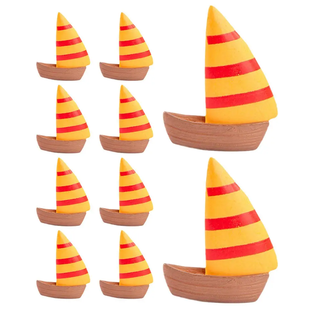

Набор из 10 миниатюрных декоративных парусников: шикарные, реалистичные украшения для рабочего стола, сада, пейзажа, яркие настольные микро-пляжные декорации