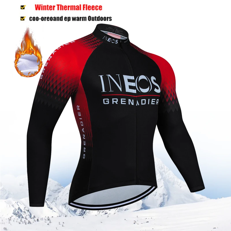 

New INEOS Winter Thermal Fleece Cycling Jersey Top MTB Bike Outdoor Men's Bicycle Clothing Long Sleeve Shirt Uniform 2025
