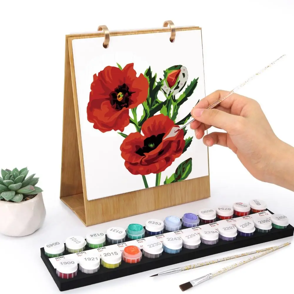 2026 Edition Desk Calendar Handmade Hand Drawn Standing Flip Calendar Paint By Numbers Commemorative DIY Calendar For Home