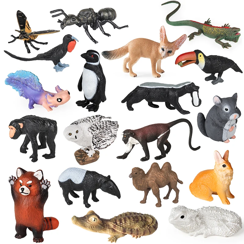 Oenux Wild Animals Lizard Orangutan Camel Snail Malay Tapir Fennec Fox Action Figure Model Figurines PVC Collection Kid Toy Gift