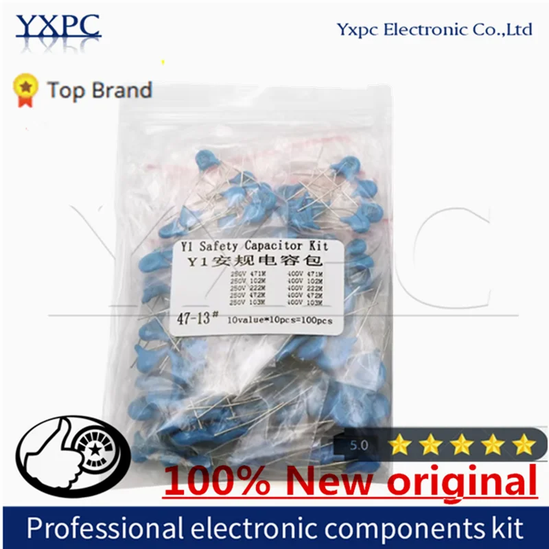 

10values*10pcs=100pcs Safety Y capacitor DIY KIT X1 Y1 Y2 400VAC 250VAC 471 102 222M 472M 103M 471M 102M