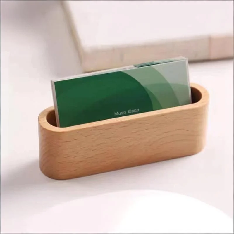 Wooden Business Card Holder Desktop Large Capacity Note Display Rack for Business Card Holder BQSN01