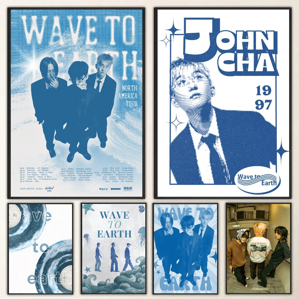 1pc Wave To Earth Poster Self-adhesive Art Waterproof Paper Sticker Coffee House Bar Room Wall Decor