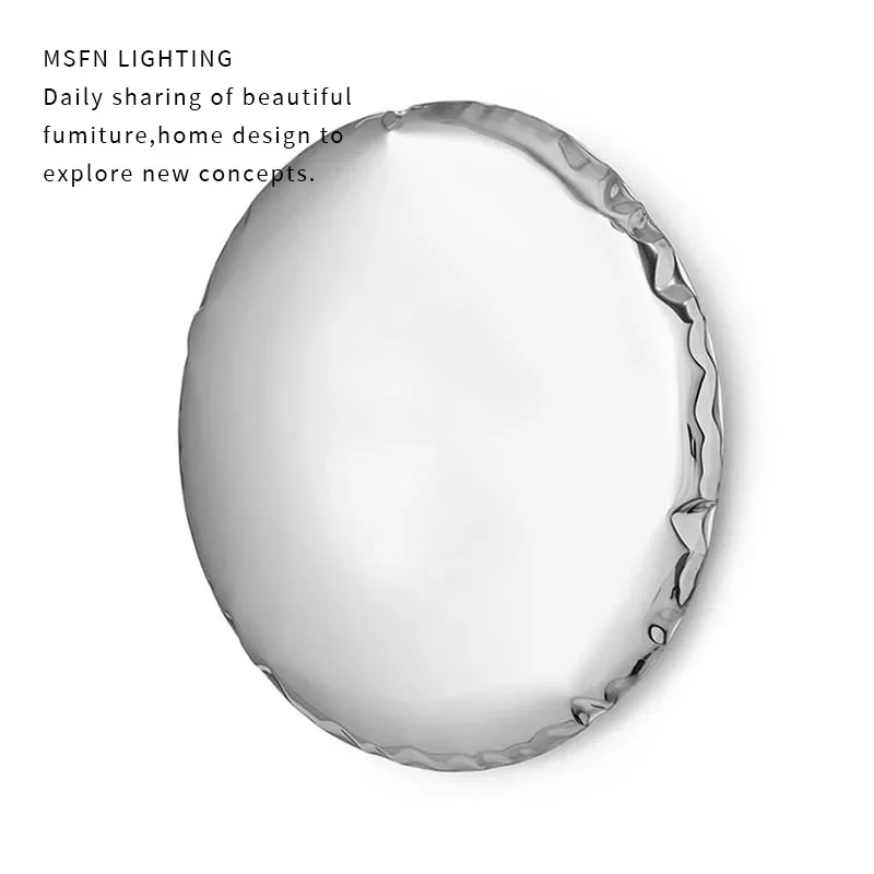 Modern simple round moon stainless steel decorative mirror household simple mirror