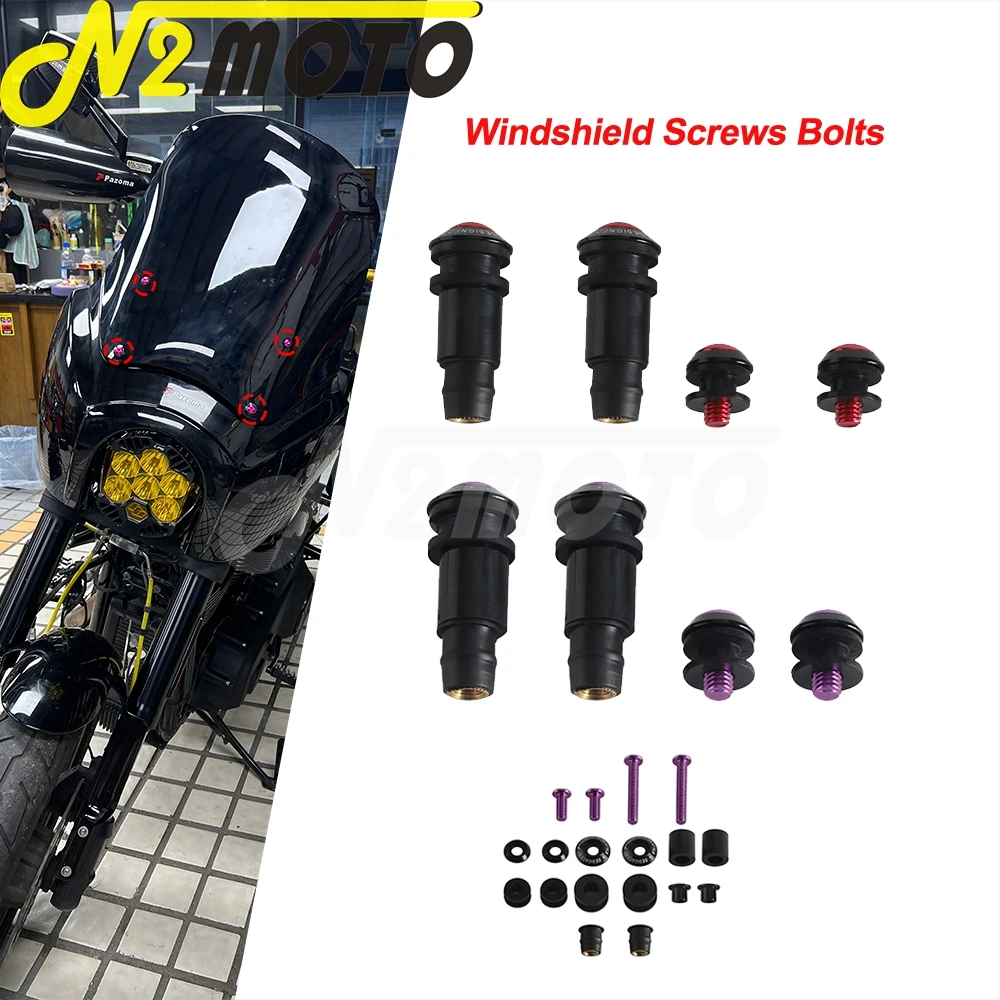 Motorcycle Parts Club Style Fairing Screen Fasterners Windscreen Nut Bolt Wind Shield Washer Screws For Harley T-Sport Fairing