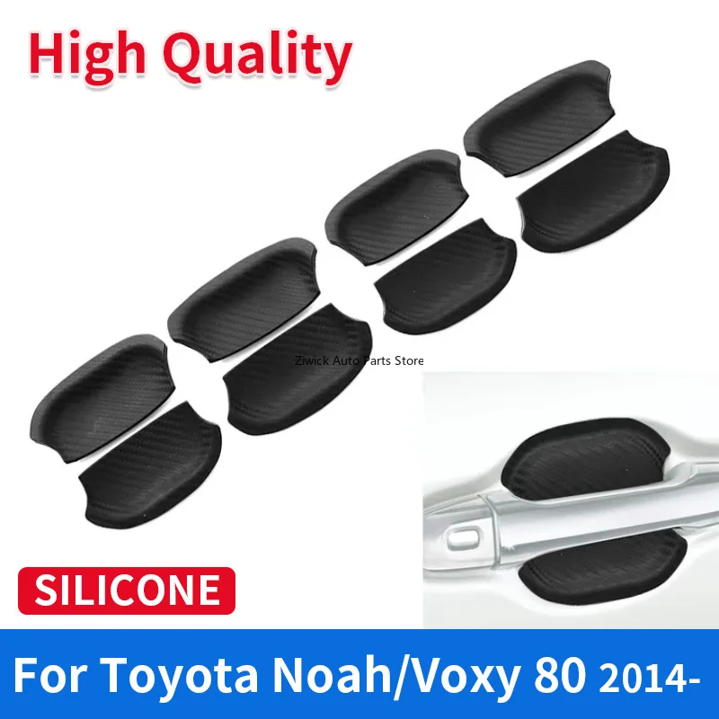 

Car Door Handle Bowl Protector for Noah Voxy 80 2014 High Quality Black Soft Silicone Carbon Fiber Textured Exterior Accessories