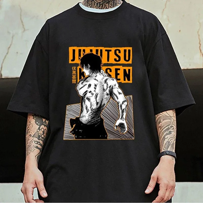 New Fushiguro Toji T Shirt Men Streetwear Fashion Anime Harajuku Tee Summer Casual Round Neck Loose Short Sleeve