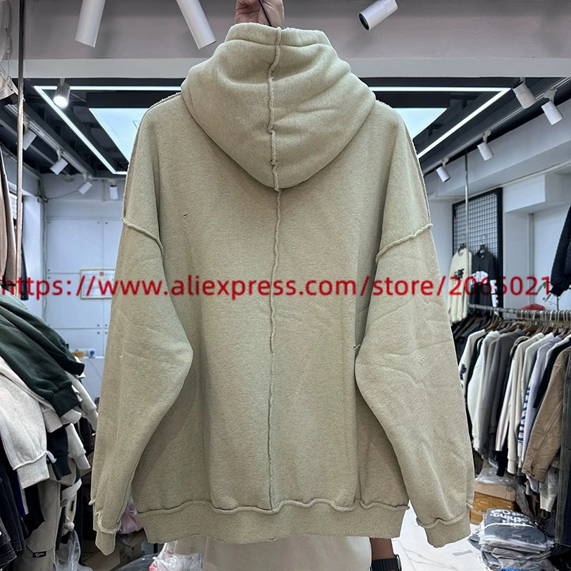 Knife cutting reverse stitching edge grinding and tattered Hoodie Men Women Best Quality Adding velvet and thickening Hooded