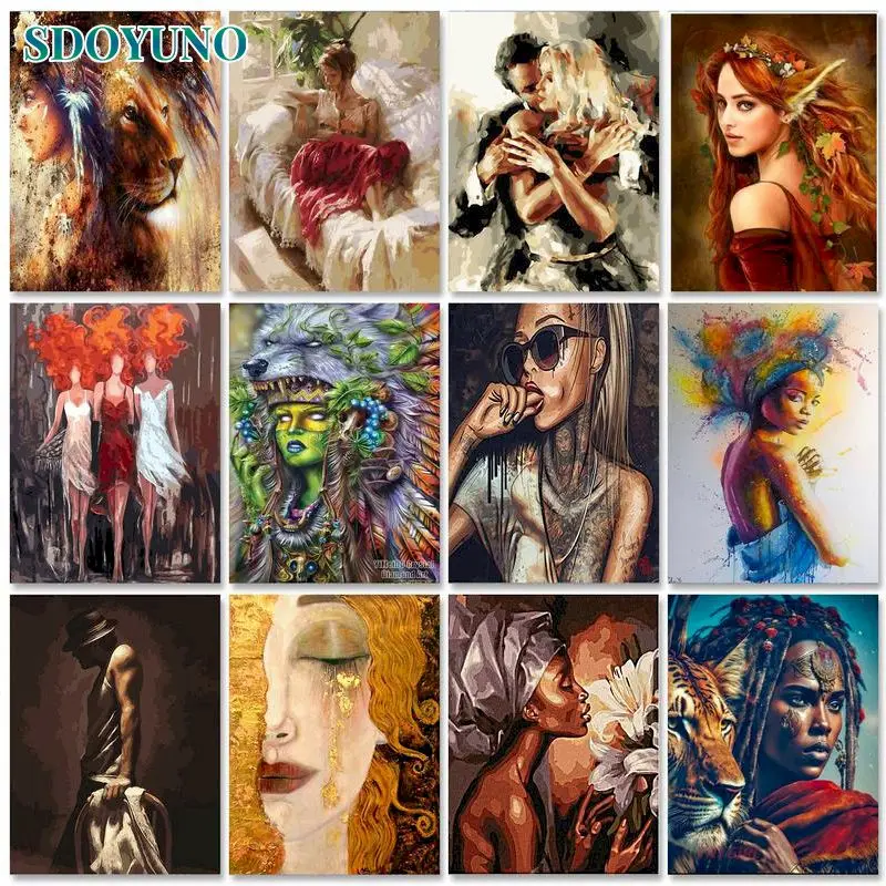 

SDOYUNO Oil Painting By Numbers Handicraft Picture Drawing On Canvas Clasical Woman Diy Crafts Gift For Adults Artwork Painting
