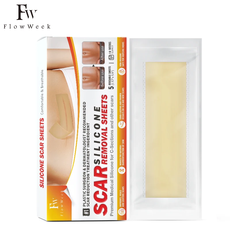 Flow Week Scar Silicone Strips Professional Scar Removal Sheets Effective Scar Removal Strips for C-Section Keloid Surgery Burn