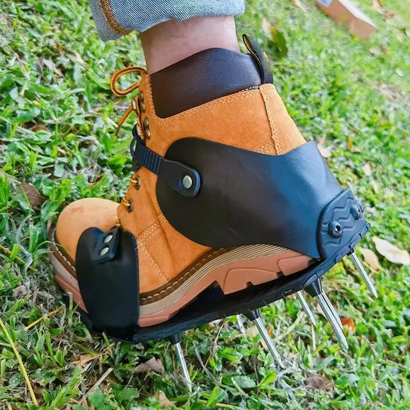 Aerate Shoes Lawn Aerator Shoes Heavy Duty Spiked Portable Outdoor Garden Tool With Hook & Loop Strap For Soil Fertilizer Sand