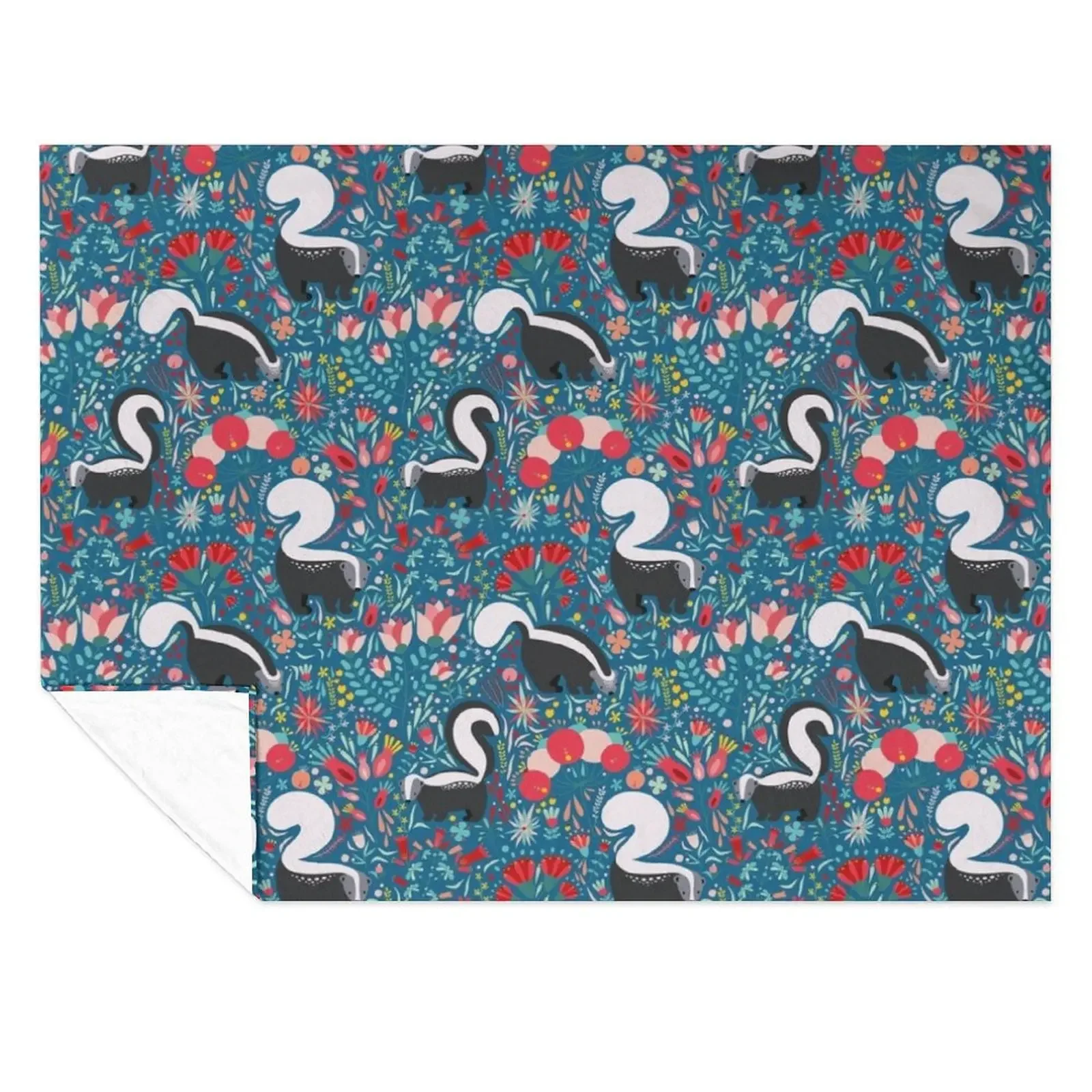 

adorable wild skunks pattern Throw Blanket warm for winter Furry Beach Heavy Blankets
