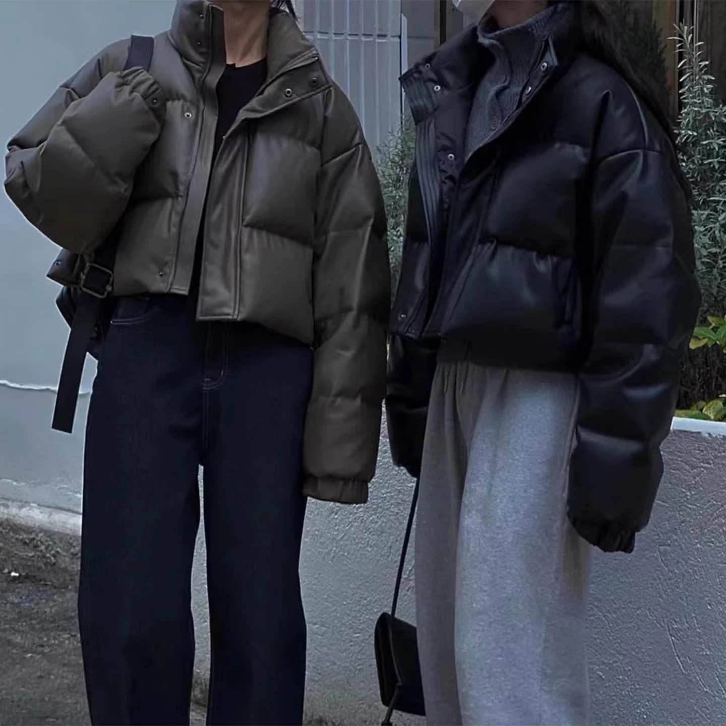 

Versatile ort Puffer Jaet Women's Loose Fit Casual Cotton Top Bread Sle Stand Collar Winter New Arrival