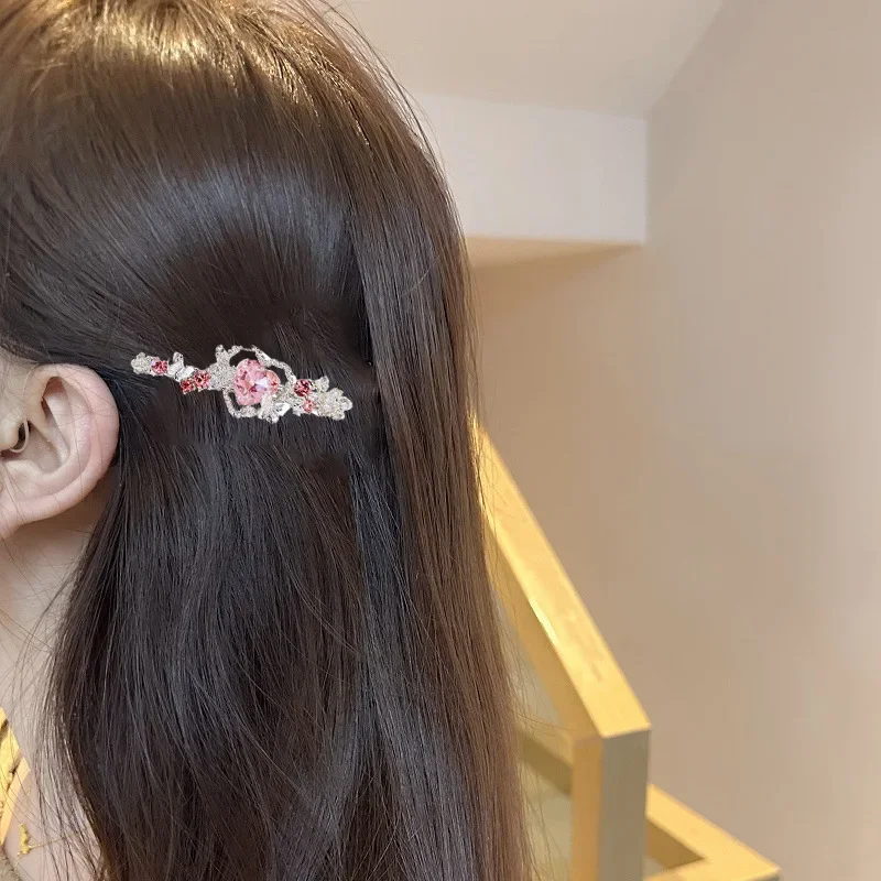 الكورية نمط الأرجواني كريستال الحب فراشة مشبك شعر الحلو كلمة واحدة منقار البط كليب المرأة الجانب كليب دبوس الشعر إكسسوارات الشعر #2