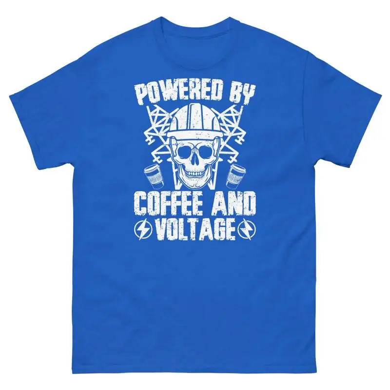 Powered by Coffee and Voltage Lineman Power Lines Utility Men s Classic Tee