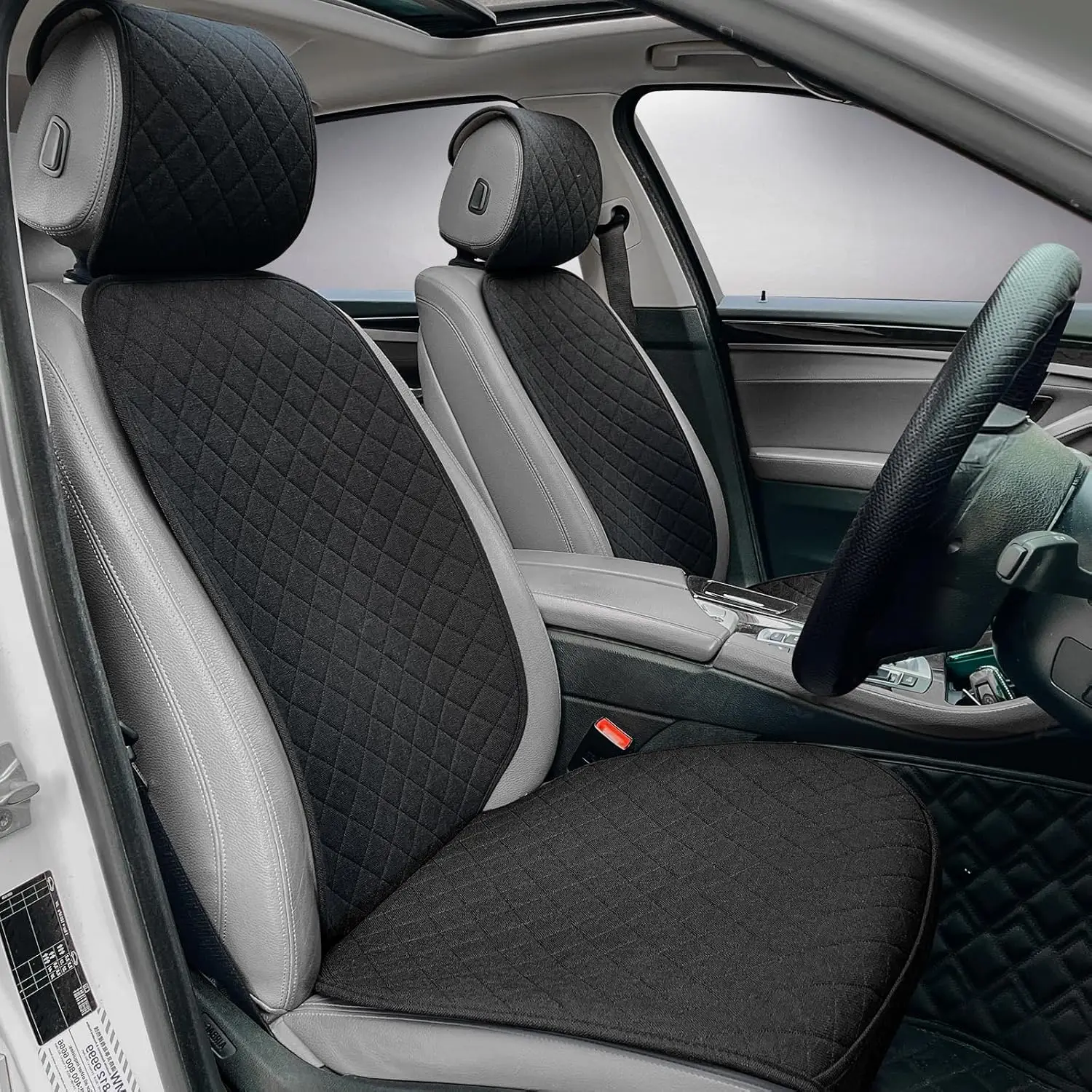 

Linen Car Seat Covers Front Seats Breathable Cloth Fabric Protector Universal Fit for Cars, Vans, SUVs, Trucks - 2 Units - Black