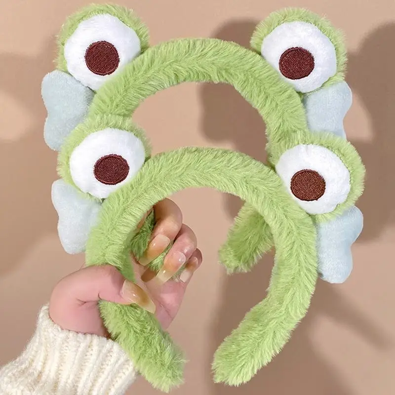 Funny Frog Makeup Headband Wide-brimmed Elastic Plush Hairbands Cute Girls Hair Bands Women Hair Accessories Girls Hair Hoop