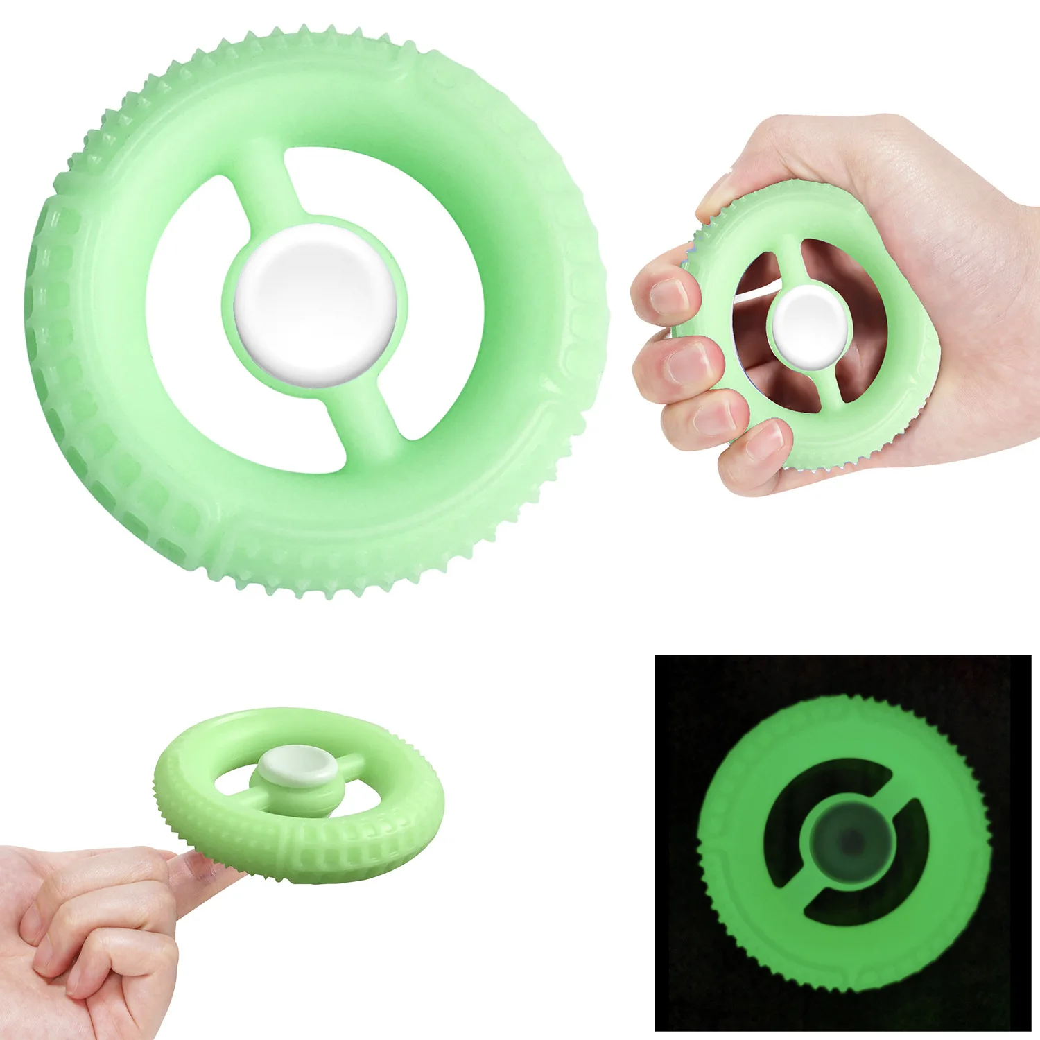 

Novelty Funny Glow-in-the-dark Gyroscope Fun Round Rotating Fingertip Gyro Toy Silicone Grip Finger Trainer Wrist Trainer