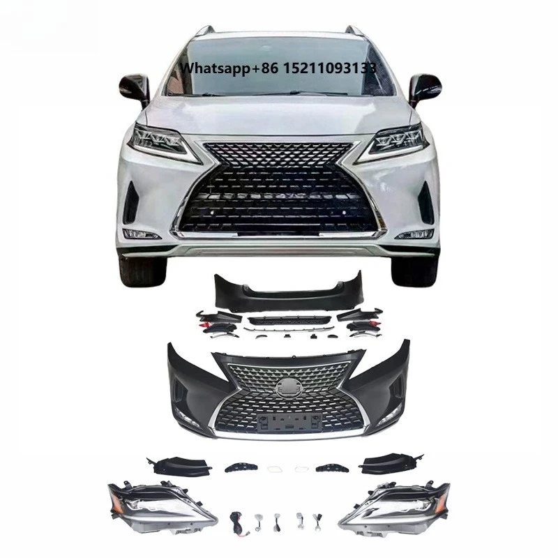 New for RX 2009-2015 Upgraded 2019 Front/Rear Bumper Assembly Screw-On Headlights Molded PP Body Kit