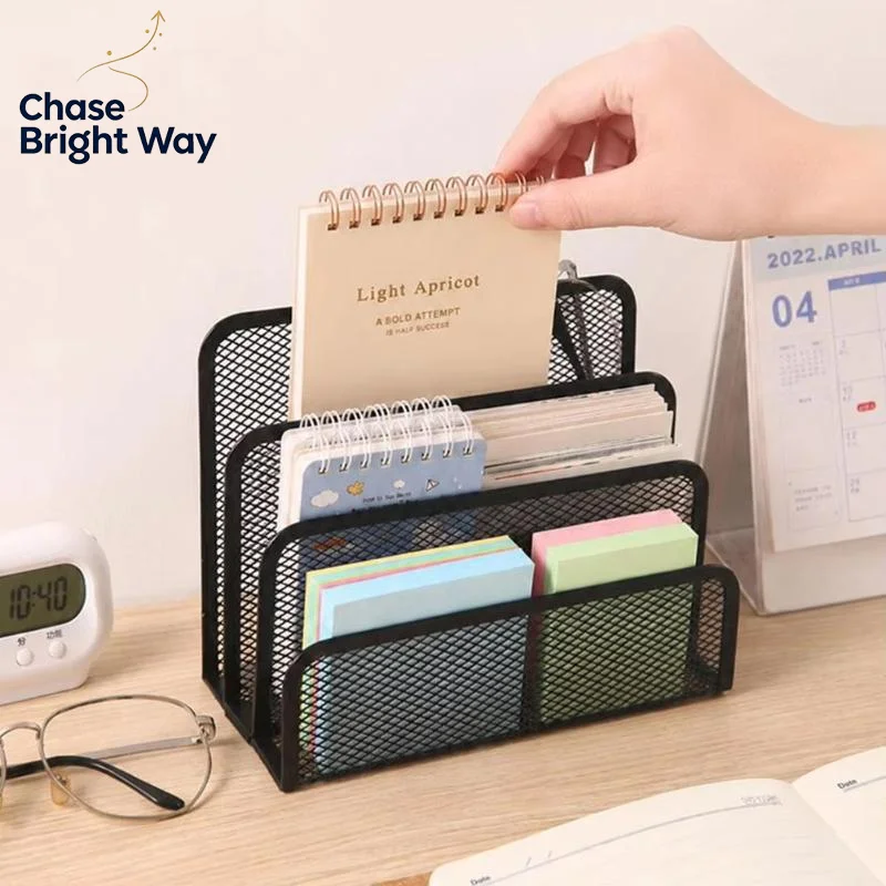 Papers Trays Notebook Stand Rack Desk 3-layer Black Metal Iron Mesh Holder Magazine Document File Book Rack Organizer Office