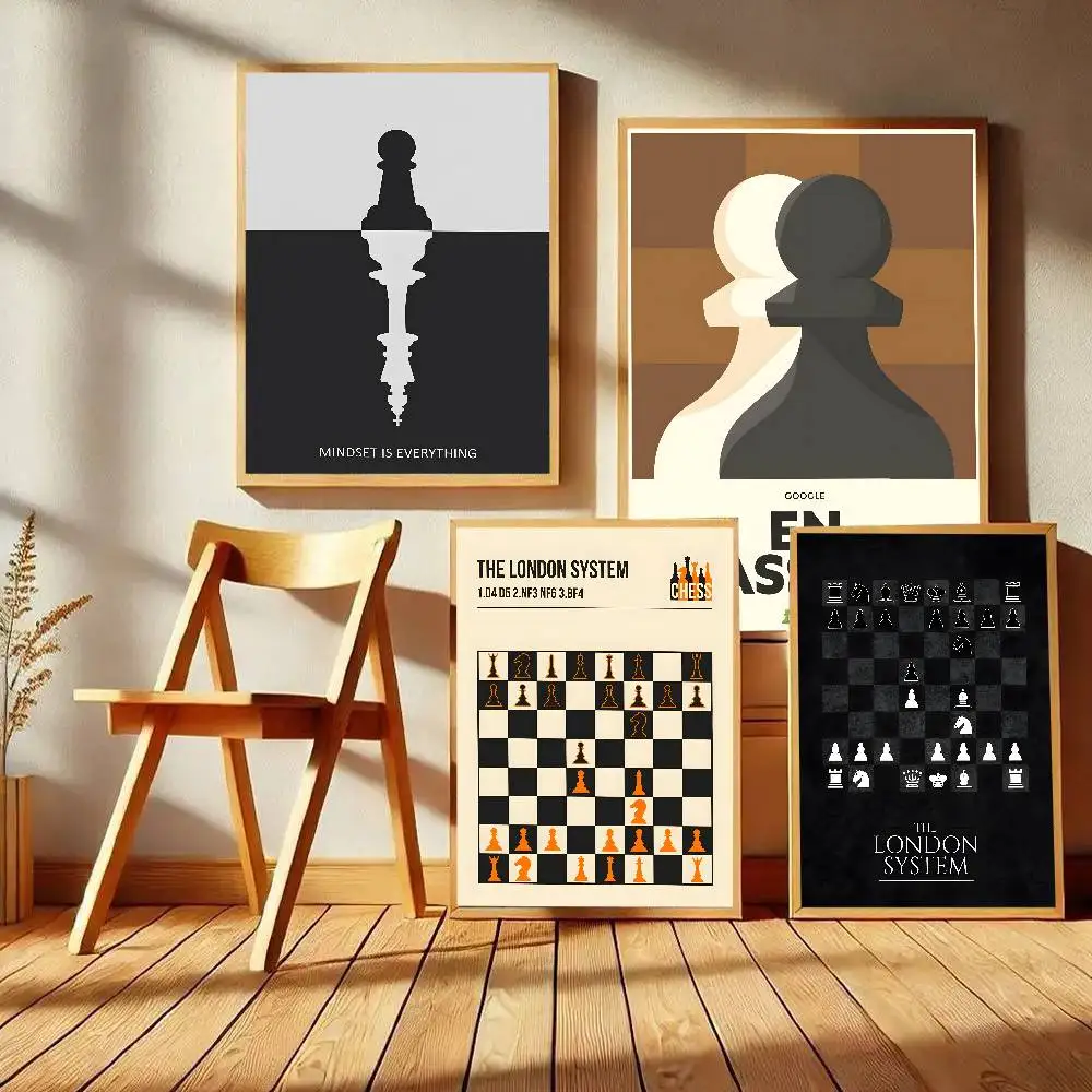 Vintage International Chess Canvas Poster Art With Prints Home Bedroom Living Room Decoration Gift