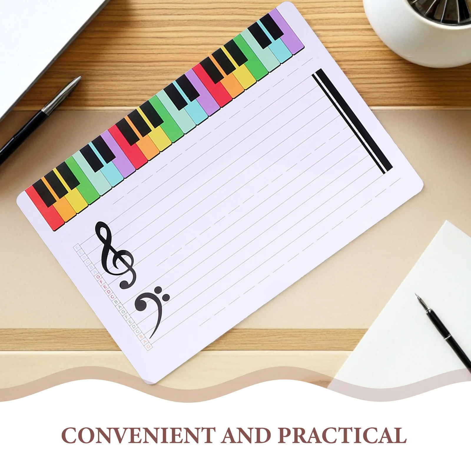 Tablero de plástico borrable para personal de música, tablero portátil inscriptible, tarjeta de ejercicio para enseñanza de música, pizarra blanca de notas borrables