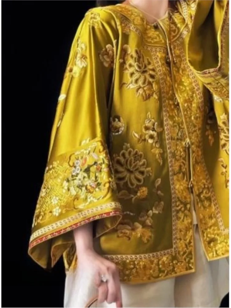 

Новый женский парчовый топ с тяжелой вышивкой в китайском стиле