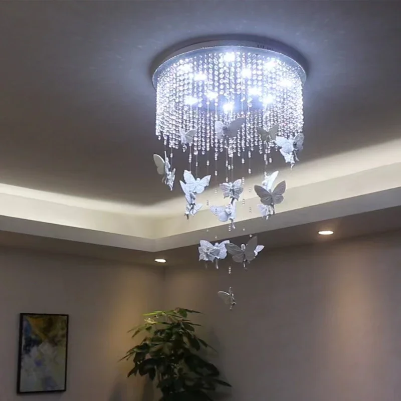 Nodic Style Angel Modern Living Room K9 Ceiling Led Remote Crystal Chandelier Lights 220V 110V E14 For Bed Room Kitchen Lamp