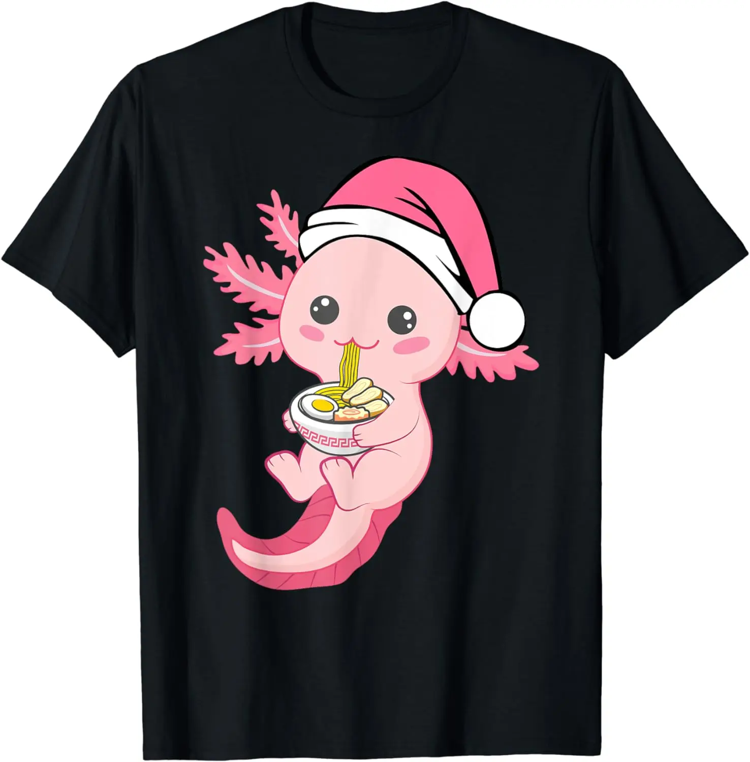 Kawaii Axolotl Christmas Santa Anime Gift Girls Teens T-Shirt