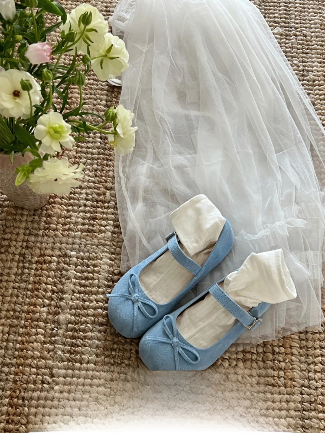 Ballet Flat Women - أحذية باليه زرقاء مسطحة للنساء بتصميم