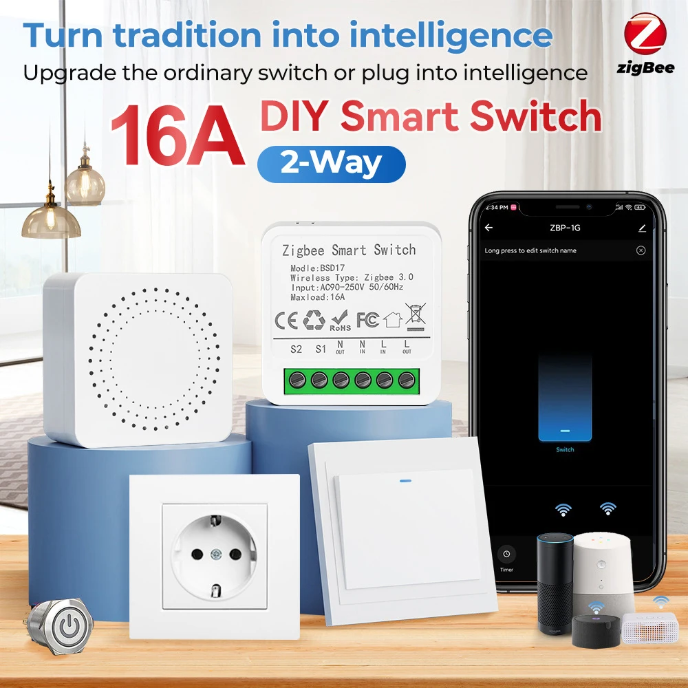 EWeLink App Mini ZigBee3.0 Smart Switch Automation Switch Breaker For SmartThings Alice Alexa Google Home Assistant Zigbee2MQTT