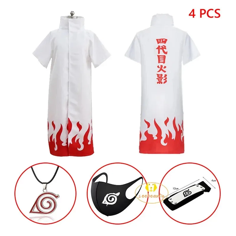 2026 nuevo Minato Namikaze Cosplay capa collar cuarto Yondaime Hokage diadema disfraz fiesta familia vestido Anime Whi ★ ☆ ❤ ★ ☆