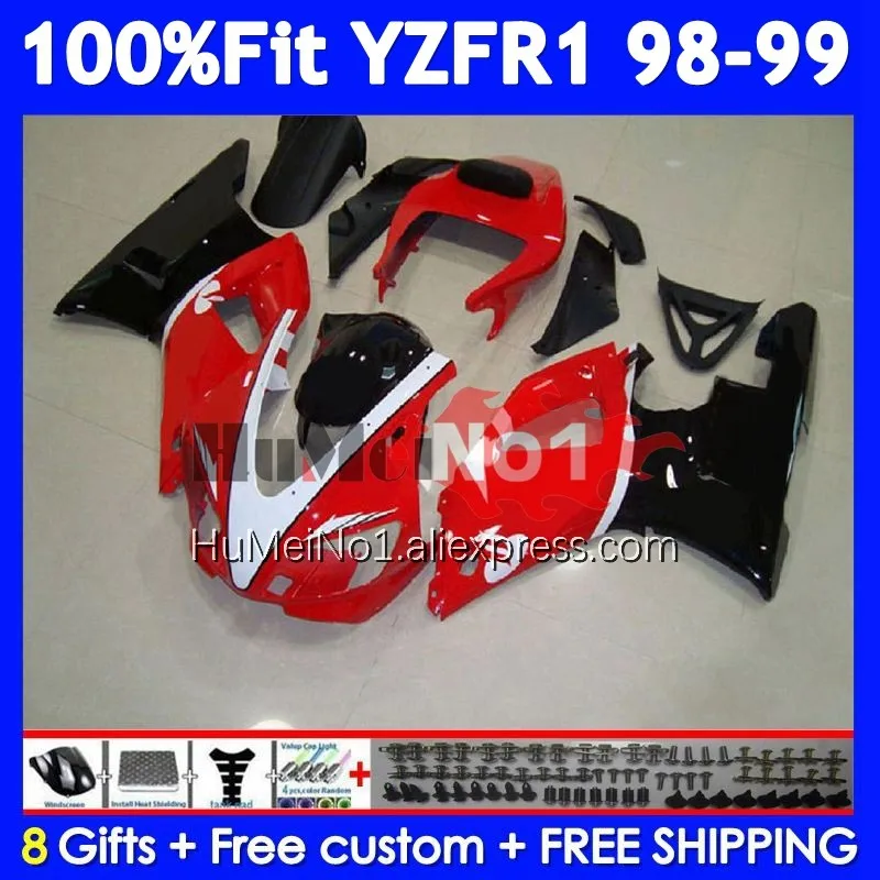 Injection Body For YAMAHA YZF R 1 1000 CC YZF R1 YZF1000 363No.18 YZFR1 98 99 YZF-1000 YZF-R1 1998 1999 Red black OEM Fairing