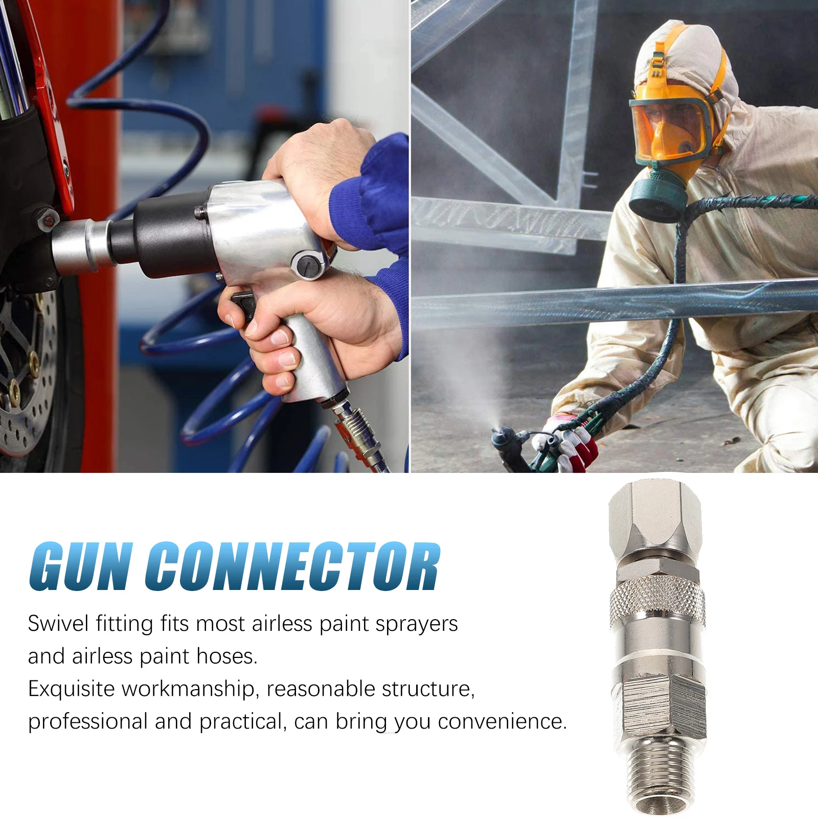 

Stainless Steel Swivel Joint For Paint Sprayers 1/4 Inch Airless Sprayer Accessories Hose Connector Rotatable Durable High