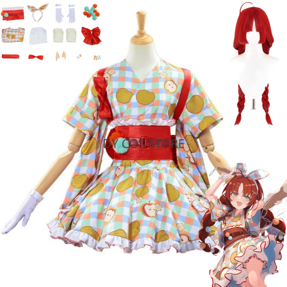

Костюм для косплея Arknights Myrtle, японское летнее кимоно, сетка, юбка Лолиты, головной убор, парик для взрослых женщин, милый костюм на Хэллоуин