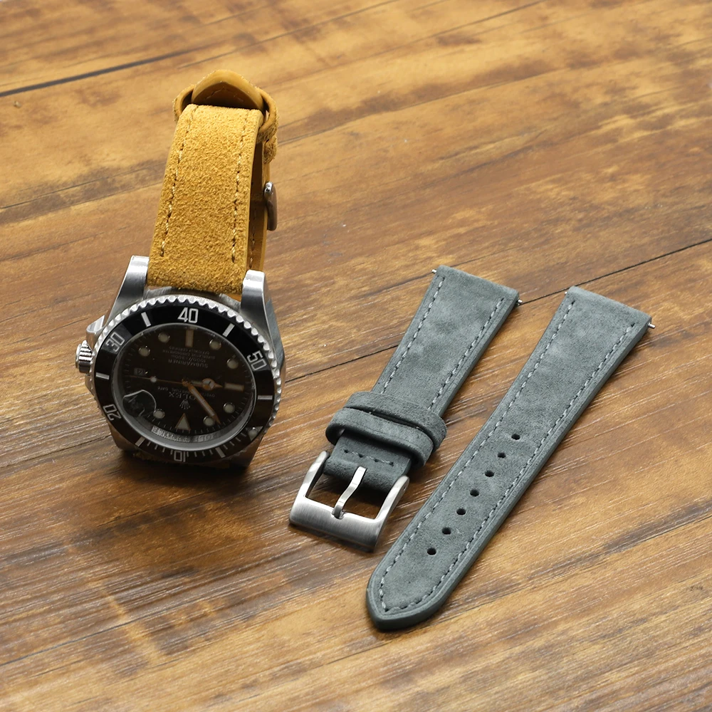 

Soft tan gray black Suede Watch Strap 18mm 20mm 22mm Wristwatches for Men Women Replacement Watchband Watches Bracelet