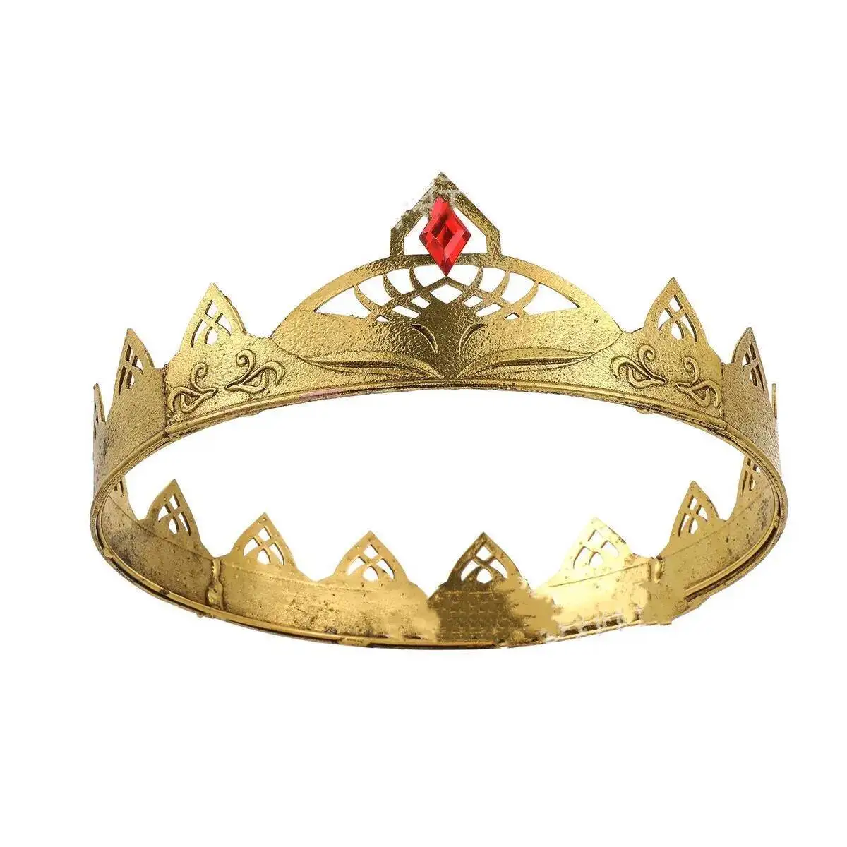 Prince King Tiara For Boys Round Pageant Crowns Red Crystal Crowns And Tiaras Men Baroque Halloween European Hair Accessories