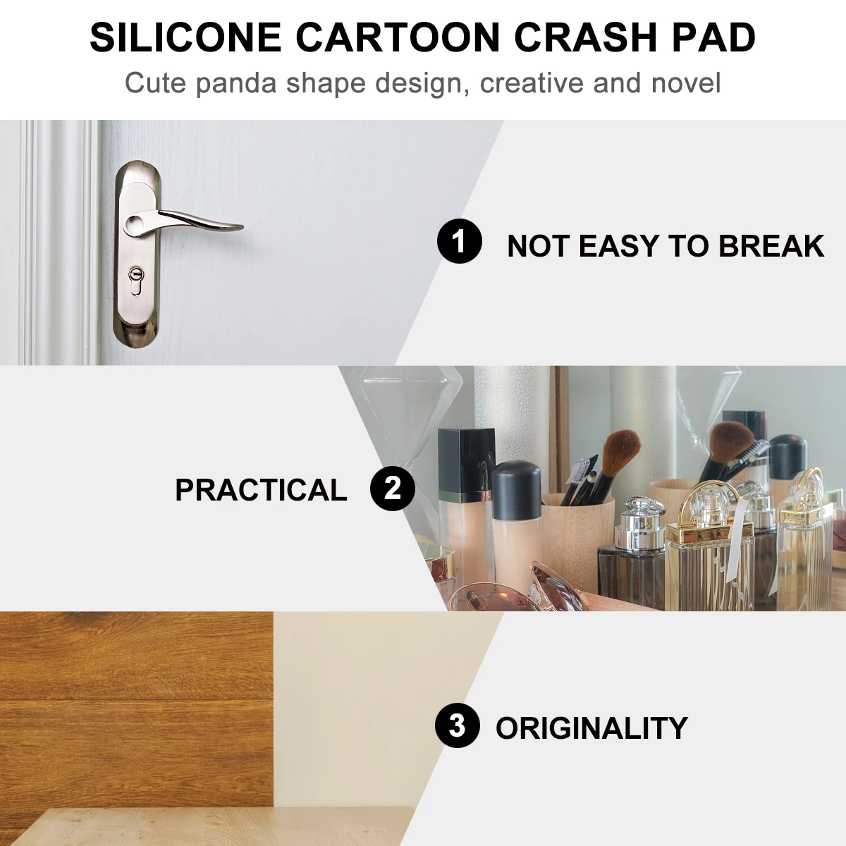 

3Pcs Door Stoppers White Protective Pads Fine Workmanship Beautiful Appearance Self-Adhesive Wall Protector Door Knob Crash Pad