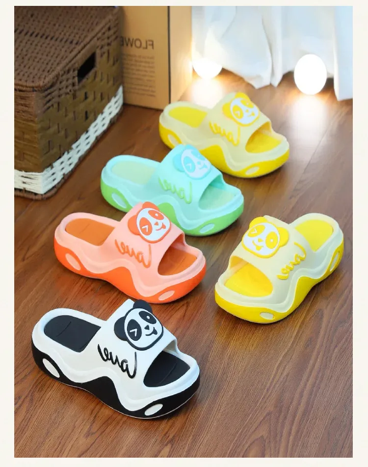 Nero bianco kawaii panda slipper donna estate fondo spesso scarpe trendy platform slides beach chunky slipper animal flipflop