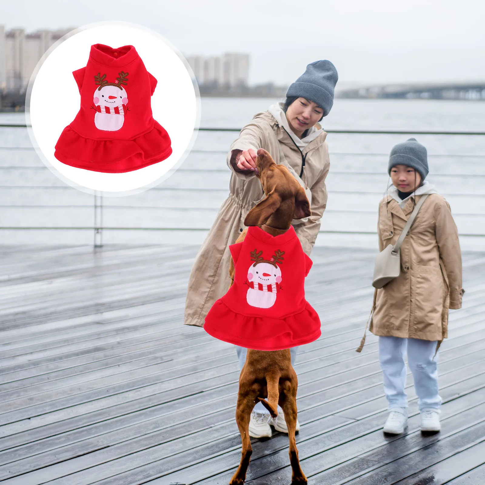 

Pet Dog Skirt Snowman Christmas Dress Puppy Clothes Comfortable for Walking Jogging Outdoors Dog Skirt Pet Clothes
