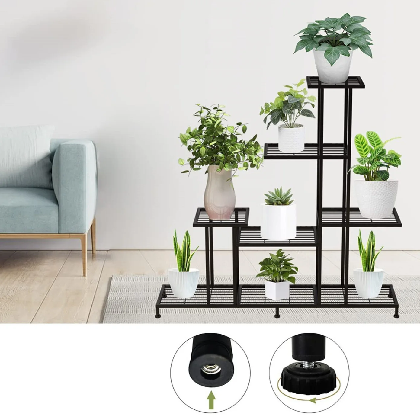 

Creative 6-layer wrought iron flower and plant display , room outdoor garden potted plant ladder stand