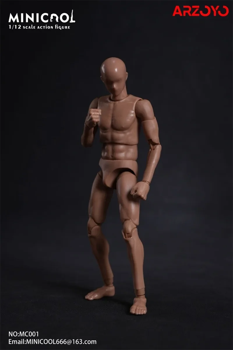 MINI COOL MC001-006 1/12 Male Super Flexible Joint Body 6'' Male Soldier Suntan Black Action Figure Full Set Articulated Body