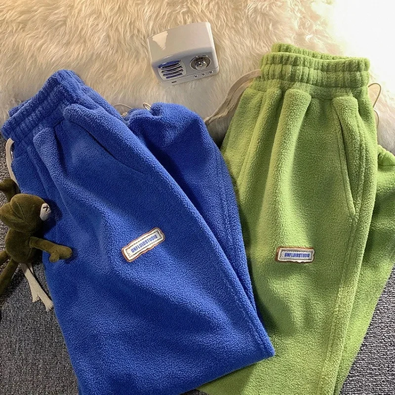 Lamb Wool Sweatpants Women Velvet Leggings Winter Casual Harem Pants Thick Fleece Warm Joggers Streetwear Baggy Sports Trousers