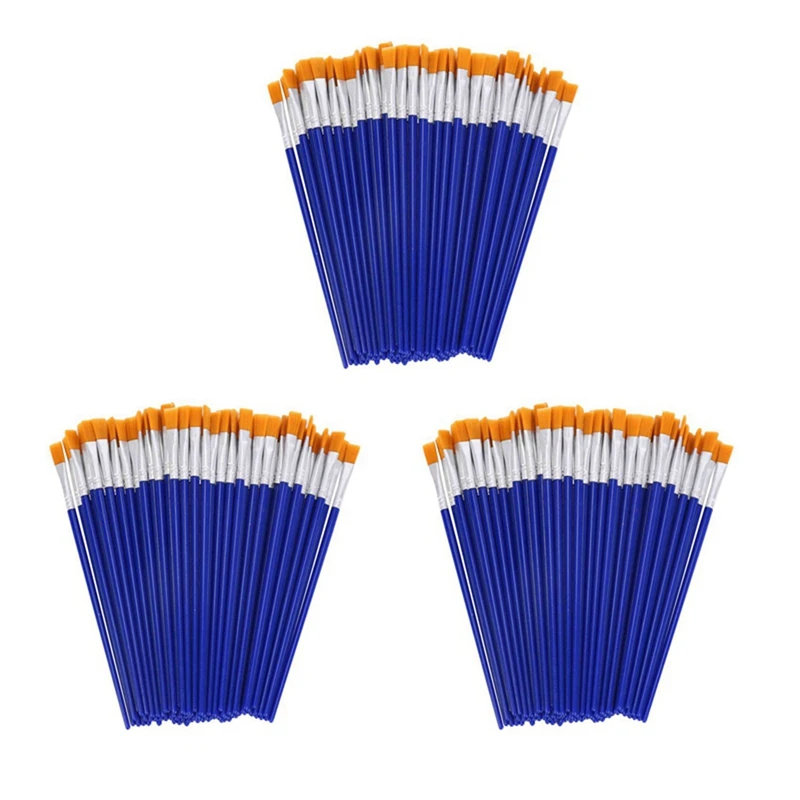 

300 Pcs Flat Paint Brushes,Small Brush Bulk For Detail Painting,Nylon Hair Brushes Acrylic Oil Watercolor Fine